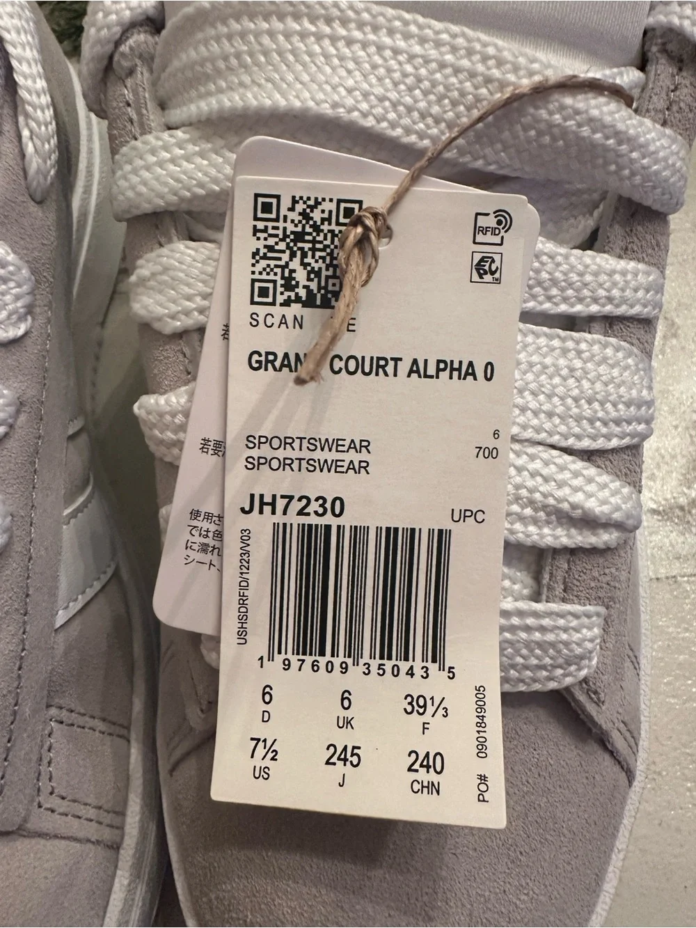 AdidasLace-Up Sneakers in Light Gray and White. Size 7.5. Brand new. - Picture 2 of 4